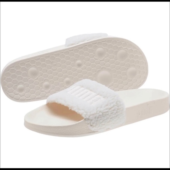 Puma Leadcat Sherpa Cream White Slides - Picture 2 of 4